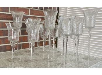 Lot Of 15 Glass Candle Holders In Assorted Sizes