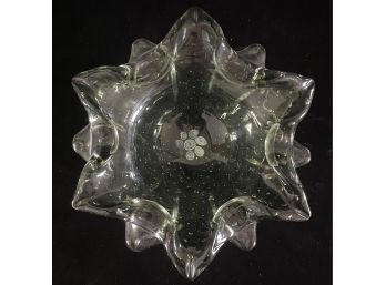 Crystal Glass Candy Dish W/ Intricate Design