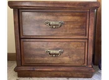 Vintage Wooden 2 Drawer Nightstand