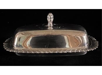 Silver-like Butter Dish W/ Glass Dish