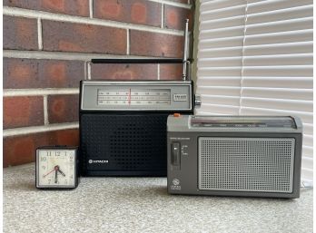 Assorted Lot Of Vintage Radios And Small Alarm Clock