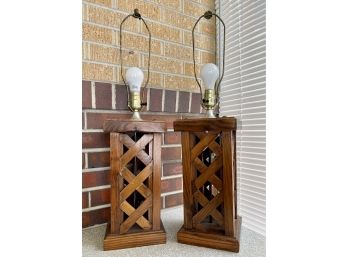 Set Of Two Wood Table Lamp