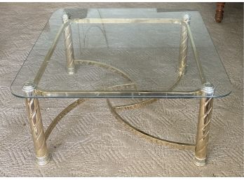 Vintage Glass Table W/ Gold-toned Base