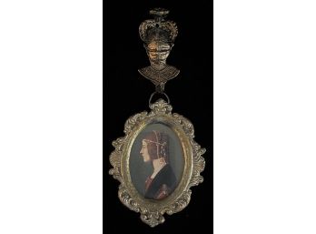 Small Vintage Old Masters Reproduction Portrait In Oval Frame Made In Italy