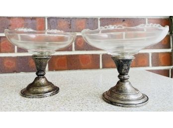 Sterling Silver Weighted Candle Holders With Compote Tops