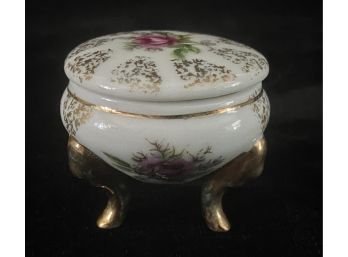 Tiny Floral Japanese Porcelain Trinket Box