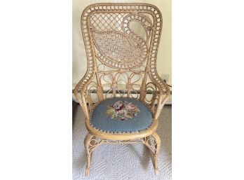 Vintage Flower & Swan Design Wicker Chair