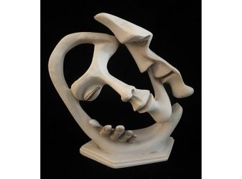 Ivory-toned Couple Embracing Art Sculpture