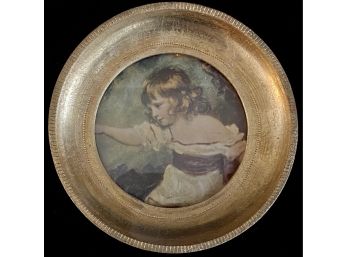 Vintage Italian Reproduction Picture In Round Frame