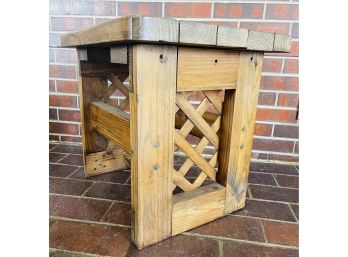 Vintage Wood Outdoor Side Table