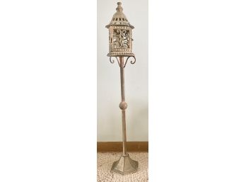 Vintage Caged Iron-like Lantern Stand