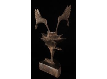 Vintage Wood Hummingbird Art Piece