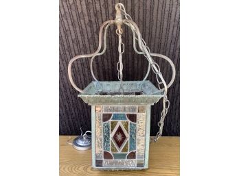 Hard Wired Antique Stained Glass Lamp