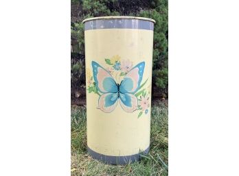 Vintage Metal Butterfly Trash Can