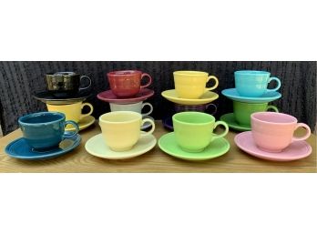 Fiesta Lot Of 12 Cups And 12 Saucers