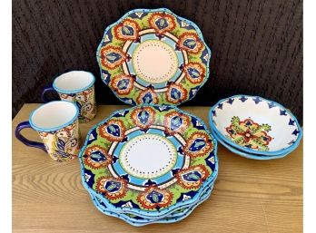 Handcrafted España Lifestyle Bocca Pattern Potter Lot Of 9