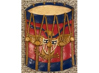Vintage Hand Painted Military Drum Wall Art