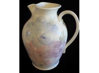 White Ceramic Pitcher W/ Floral Design