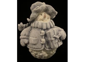 Cute Small Snowman W/ A Present Figurine