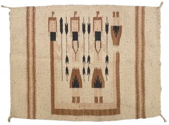 Southwestern Vintage Navajo Textile Pictorial Yei Weaving Rug