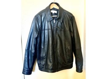 Perry Ellis Portfolio Sz. XL Black Leather Coat