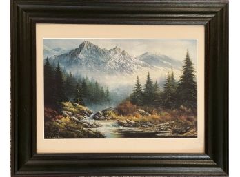 Framed Mountain Scene Art Reprint