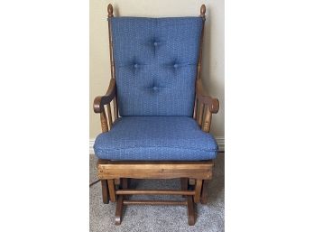 Wooden Rocking Glider W/ Lapis Colored Cushion