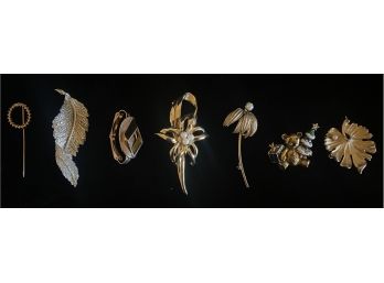 Collection Of Gold Toned Brooches & More