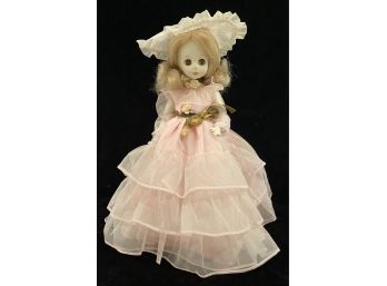 Knickerbocker Vynil Doll W/ Pink Dress & Stand