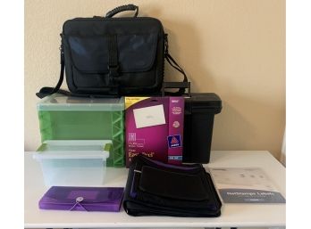A Collection Of Storage Boxes For Filing And Other Organizers.