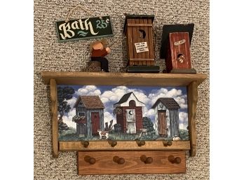 Vintage Home Decor Shelf & Wooden Coat Rack