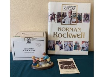 Norman Rockwell Splish Splash Sculpture W Certificate Of Authenticity W A Norman Rockwell Coffee Table  Book.