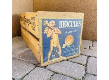 Antique Wood Fruit Box With Great Hercules Graphics Wear Consistent With Age 12 ' X 26' X 12'