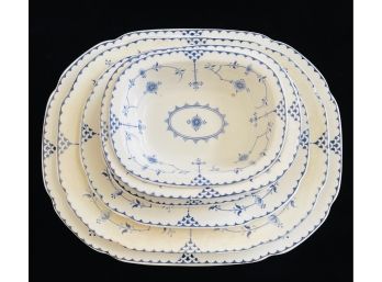 7 Allertons Blue-White Oval Dishes