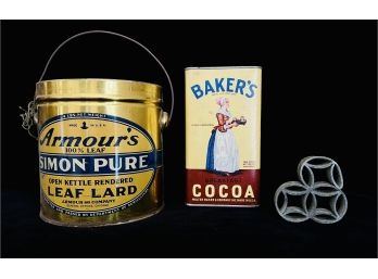 Antique Lard & Bakers Cocoa Tins