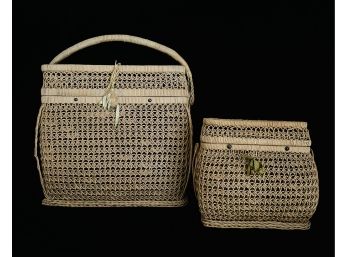 Antique Baskets With Lids & Handles