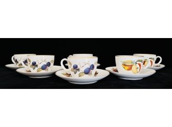 6 English Cups & Saucers By Royal Worcester Evesham 1 Of 2