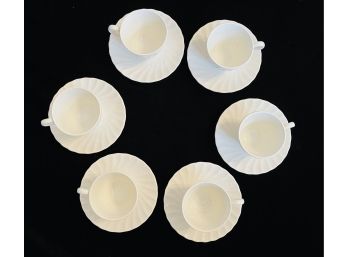 12 Pc White Scalloped Cups & Saucers