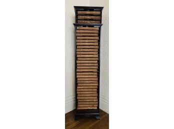 Wonderful Antique Leather Bound 32 Vol Encyclopedia Britannica In Custom Vertical Stand