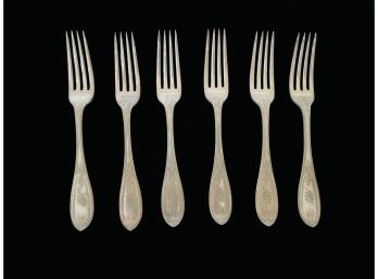 6 Antique Silver Plate Forks