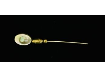 Antique Sterling Stick Pin With Blistered Pearl