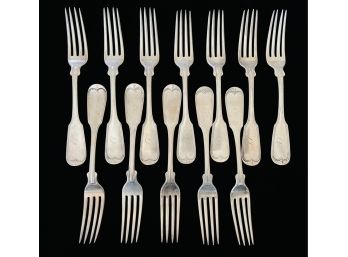12 Silver 925 Tested Antique Forks