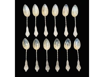 12 Antique Silver Plate Mini Spoons