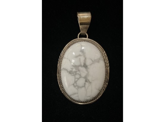 White Buffalo Turquoise .925 Sterling Silver Pendant