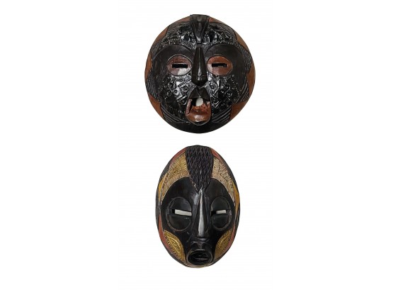 2 Pc. African Wood Masks- Wall Hanging Decor