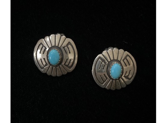 Southwestern Silver And Turquoise Earrings