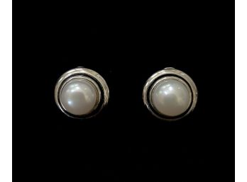Pearl And .925 Sterling Silver Earrings