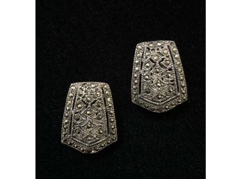 Marcasite And .925 Sterling Silver Clip On Earrings