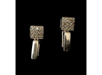 Diamonds (Tested) And .925 Sterling Silver Drop Earrings