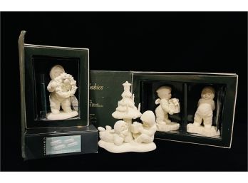 Dept. 56 Snow-babies Figurine Lot Including Acrylic Ice Ledges